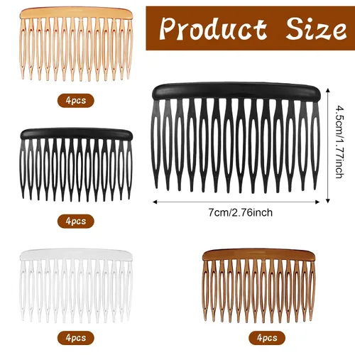Miniatura 4 de 16 peines franceses para mujer, 14 dientes, 2.8 x 1.8 pulgadas, peine lateral de pelo, clips de plástico para peine francés, peines pequeños
