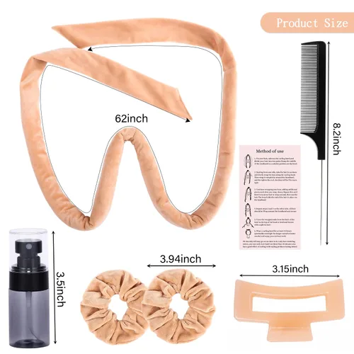 Miniatura 6 de Rizadores de pelo de terciopelo sin calor para dormir en rizos sin calor durante la noche para cabello largo, diadema sin calor para mujeres, todo