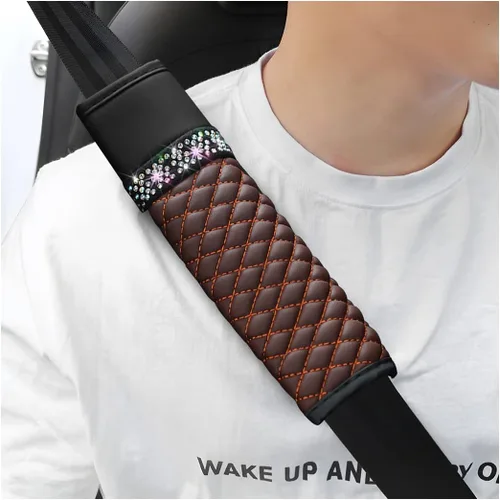 Miniatura 18 de zipelo 2 fundas para cinturón de seguridad de automóvil, almohadillas de cuero transpirable que protegen tu cuello, correas de arnés para una Negro