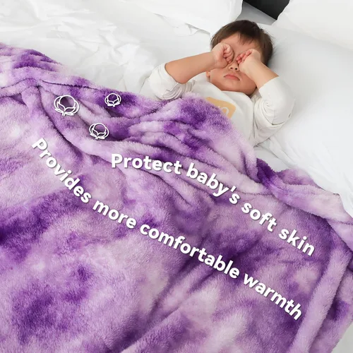 Miniatura 4 de Manta de forro polar púrpura tipo cobija - Manta de 300 GSM para sofá, cama, suave, ligera, mullida, acogedora, mantas de microfibra y cobijas