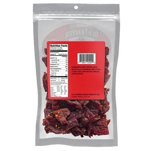 Miniatura 3 de Cecina de res Old Trapper, caliente y picante 8 onzas, paquete individual, bocadillos de carne tierna y picante para almuerzos o entre comidas, 11