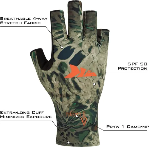 Miniatura 2 de KastKing Sol Armis - Guantes de protección solar UPF50+, guantes de pesca, protección UV, protección solar para exteriores, kayak, remar M