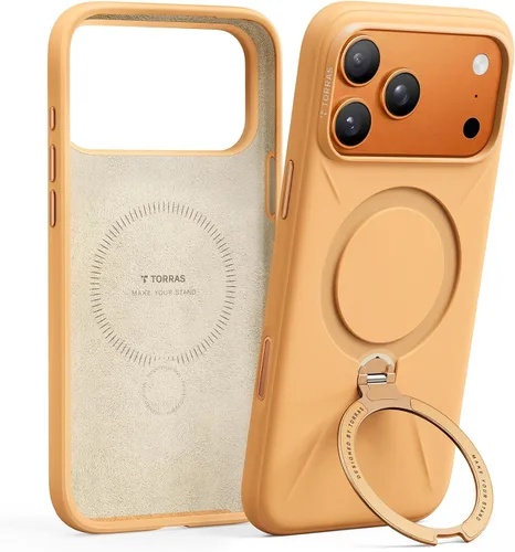 Miniatura 10 de TORRAS Funda de silicona líquida para iPhone 16 Pro con anillo magnético giratorio de 360 grados y control de cámara, compatible con MagSafe, Funda