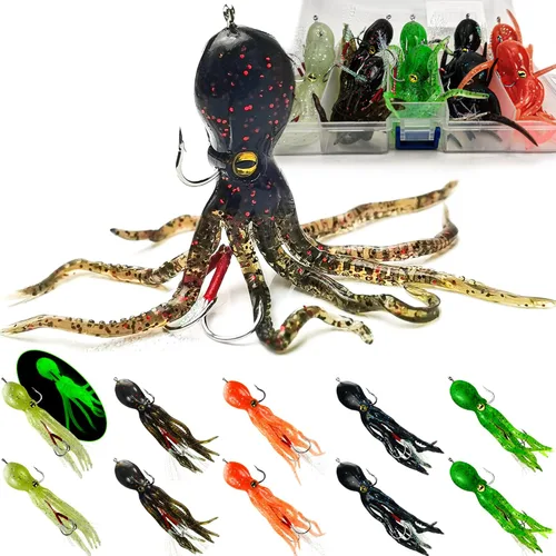 Miniatura 16 de Señuelos de pesca suaves, cebos de sábalo y pececillo, señuelos de cola de paleta con cabeza de plantilla premontada para lubina, trucha