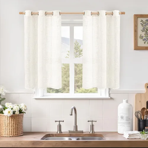Miniatura 179 de LAMIT Cortinas de lino sintético para dormitorio, paneles filtrantes de luz, cortinas de lino con protección de privacidad con ojales para ventanas