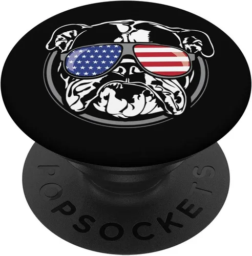 Funny orgulloso Bulldog patriótica perro regalo – popsockets agarre y soporte para teléfonos y tabletas, Negro