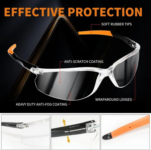 Miniatura 3 de VICOGARD - Paquete de 2 lentes de seguridad transparentes de alta calidad para hombres y mujeres con lentes envolventes antivaho y resistentes a