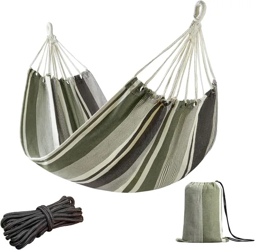Miniatura 13 de JoyView Hamaca individual de macramé bohemia con cuerdas para colgar y elegantes borlas, hamaca portátil de algodón de 78.8 x 39.4 pulgadas
