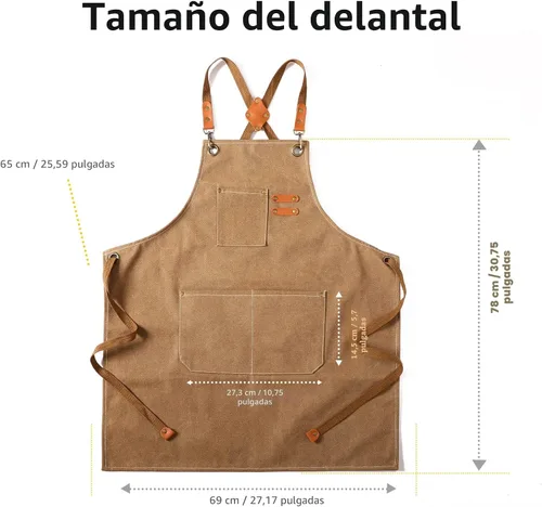 Miniatura 7 de Tosewever - Delantal de lona con espalda cruzada de chef de algodón para hombres y mujeres con bolsillos grandes Cappuccino marrón