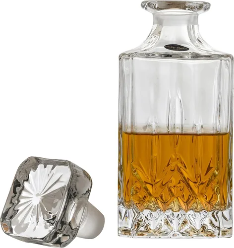 Miniatura 2 de Amlong Crystal Decantador de licor de cristal sin plomo con tapón, rectangular