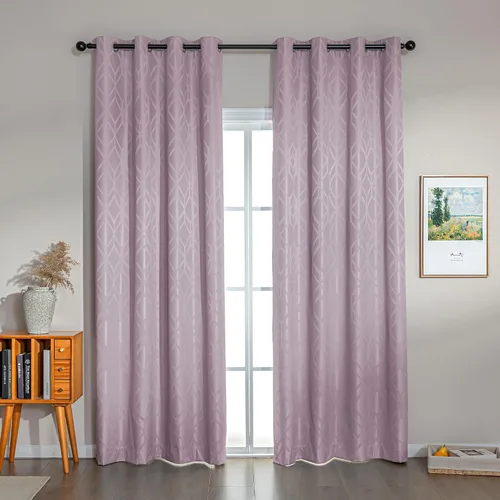 Miniatura 7 de Amazon Basics Cortinas Jacquard 100% opacas de 2 piezas, cortinas para sala de estar y dormitorio, tratamiento de ventana con aislamiento térmico