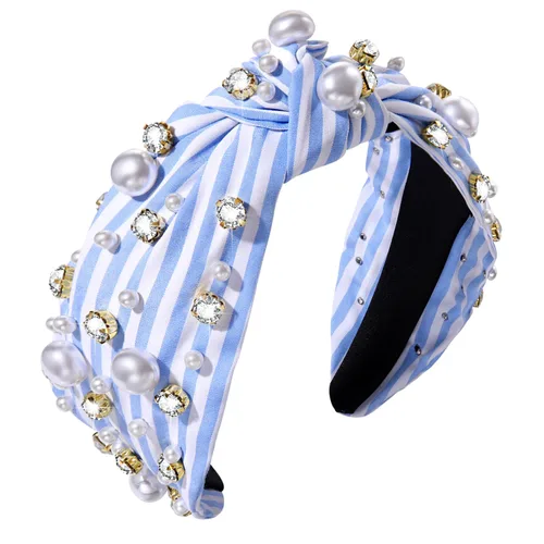 Miniatura 10 de mokkia Diademas anudadas de perlas de cristal para mujer, diadema con diamantes de imitación, diademas adornadas con cuentas de cristal brillante