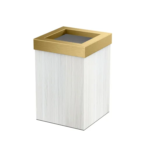 Miniatura 10 de Gatco Papelera Moderna Cuadrada, Combo Negro Mate y Latón Cepillado - Papelera de Acero Inoxidable con Tapa Extraíble, Resistente a Fugas, Capacidad