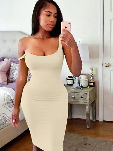 Miniatura 4 de LAGSHIAN - Vestido bodycon sin mangas, sexy, sin mangas, vestido básico por debajo de la rodilla para club