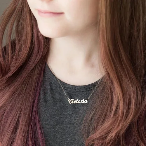 Miniatura 3 de Ursteel - Collar personalizable con placa con nombre, chapado en oro de 14 quilates, delicada joyería para regalar a mujeres, adolescentes y niñas