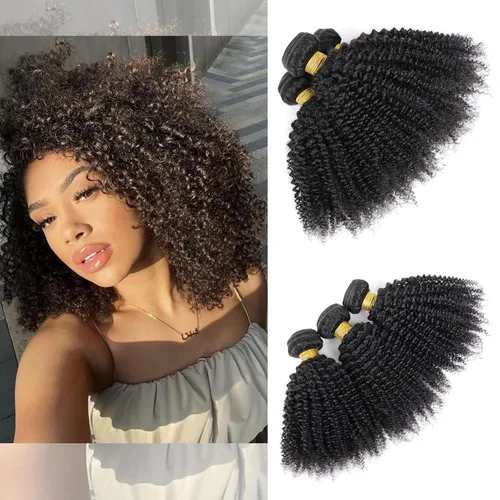 Miniatura 91 de Paquetes de cabello afro rizado y kinky, extensiones de cabello humano de 8 pulgadas, tejido rizado sin procesar, doble entretejido, virgen