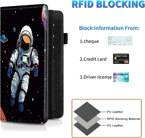 Miniatura 142 de Funda para chequera para hombres y mujeres, cartera de cuero RFID con ranuras para tarjetas de crédito, soporte de cheques duplicados personales