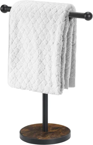 YINMIT Soporte para toallas, altura en forma de T, soporte de toalla de mano de madera de 15 pulgadas, toalleros de mano con base pesada para baño,