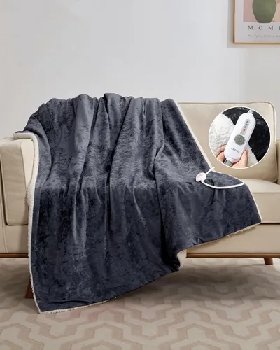 Miniatura 12 de GarveeHome Manta eléctrica de franela, manta térmica de terciopelo, mantas eléctricas de calentamiento suaves de lujo, 4 niveles de calor y 4 horas
