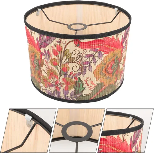 Miniatura 9 de Uonlytech Pantalla tejida de bambú de 11.81 pulgadas, pantalla de lámpara de mesa impresa para dormitorio, comedor, decoración de reemplazo