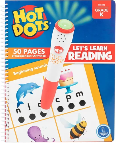 Educational Insights Hot Dots Let's Learn - Juego de lectura de jardín de infantes, libros de trabajo de jardín de infantes con bolígrafo