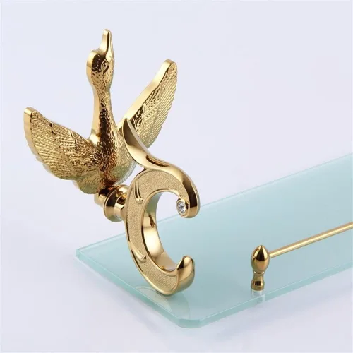 Miniatura 8 de Estante de cristal de cisne para ducha, juego de accesorios de baño, montaje en la pared, 19.7 in, soporte de una sola capa, organizador de baño
