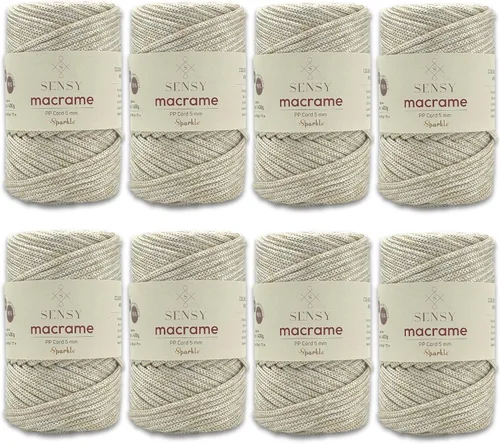 Miniatura 67 de Sensy - Cuerda de poliéster prémium de 0.197 in, 104 yardas, 100% polipropileno, cordón de macramé de 0.197 in, cuerda de ganchillo para bolsa