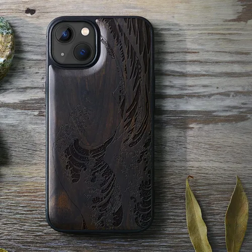 Miniatura 6 de Carveit Funda magnética de madera para iPhone 13 [madera natural y TPU suave] Funda protectora de madera única y elegante a prueba de golpes