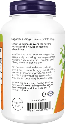 Miniatura 3 de Tabletas de espirulina orgánica de Now Foods, 2700, 1, 1