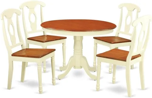 Miniatura 13 de East West Furniture HLKE3-BCH-LC Juego de mesa y sillas de cocina de 3 piezas contiene una mesa de comedor redonda con pedestal y 2 sillas tapizadas