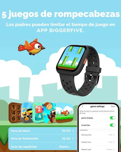 Miniatura 6 de Reloj inteligente BIGGERFIVE para niños, rastreador de actividad física de 1.8", podómetro, frecuencia cardíaca, monitor de sueño, IP68 resistente