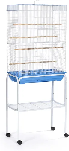 Miniatura 4 de Prevue Pet Products Soporte para jaula de pájaros con estante - Soporte de jaula de metal mediano con ruedas rodantes, altura media para accesorios