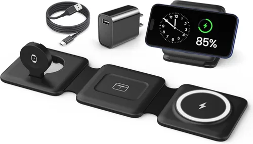 Miniatura 9 de Iseyyox Estación de carga para dispositivos Apple – Base de carga inalámbrica plegable magnética 3 en 1 – Almohadilla de carga de viaje para MagSafe
