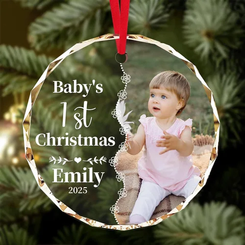 Miniatura 11 de Adornos de Navidad personalizados 2025 – Decoración de cristal de Navidad personalizada con foto/nombre, adorno colgante de cristal de cristal
