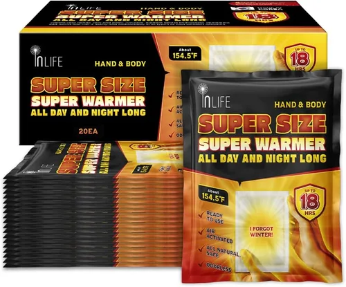 InLife Súper calentador de tamaño para manos y cuerpo | Todo natural y seguro, calor rápido instantáneo, fácil y cómodo | Tamaño más grande y más