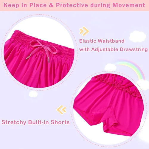 Miniatura 3 de Dancer queen Pantalones cortos holgados con cordón para niñas, pantalones cortos deportivos para correr, deportes, gimnasia para 6 a 12 años