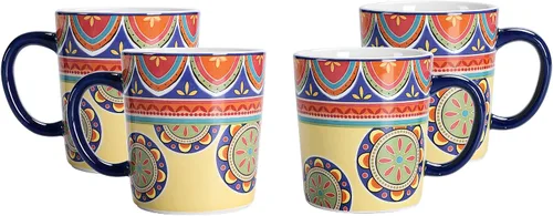 Miniatura 13 de Bico Blooming Moment - Juego de 4 tazas de café de cerámica, tazas de té grandes de 18 onzas con asa, tazas estéticas tipo latte para capuchino