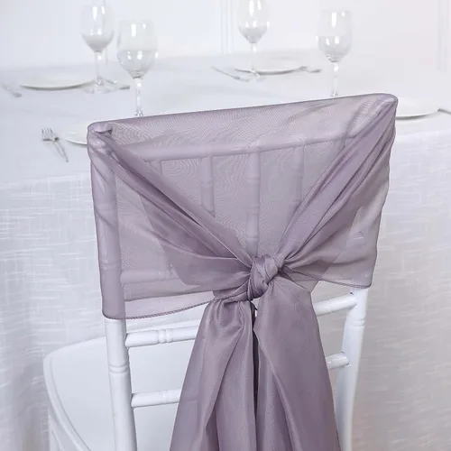 Miniatura 4 de Efavormart - Paquete de 5 bandas de gasa de alta calidad para silla, 22 x 78 pulgadas, amatista violeta, lazos para silla de diseño transparente