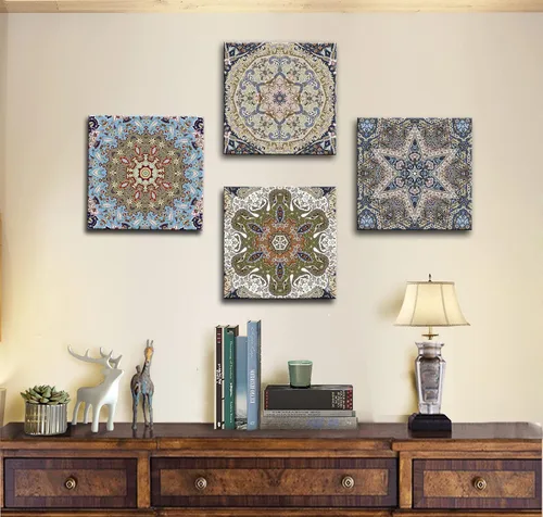 Miniatura 3 de dgbtcart Arte de Pared Mandala para Decoración de Baño, Arte Boho Cuadros Florales Impresiones de Pinturas para Decoración de Sala de Estar - Panel
