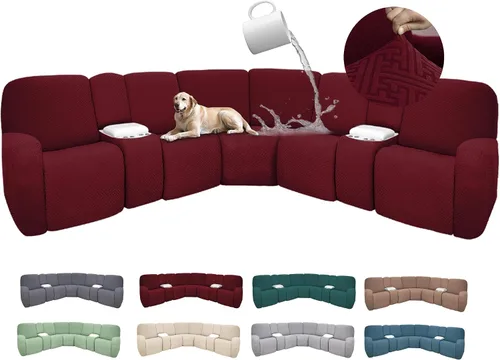 Miniatura 49 de Fundas de sofá reclinable seccional 100% impermeables para sofá reclinable en forma de L, funda de sofá modular de esquina en forma de L, fundas