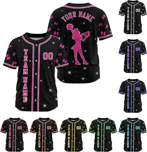 Miniatura 17 de Camiseta de béisbol de uniforme de animadora personalizada, camiseta de animadora para niñas, mujeres, jóvenes, niños, camiseta con purpurina
