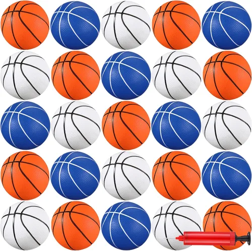 Miniatura 8 de Leitee Juego de 30 mini pelotas de baloncesto de 6 pulgadas con bomba de inflador, juego de baloncesto al aire libre para niños pequeños, repuesto