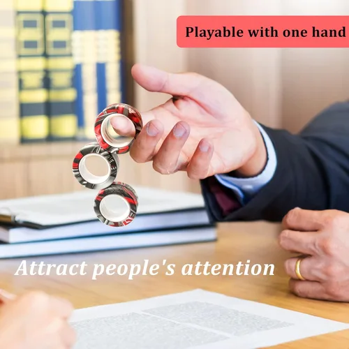 Miniatura 4 de Dermasy Juego de 6 juguetes para ansiedad con anillos magnéticos novedosos para aliviar el estrés y la ansiedad, gran regalo para adolescentes