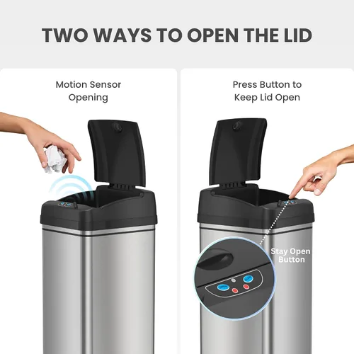 Miniatura 5 de iTouchless PUEDE DE BASURA AUTOMÁTICO DE 13 GALONES CON FILTRO DE ABSORTE DE OLOR Y BLOQUEO DE LA TAPA, PINDADOR DE BASURA DE COCINA DE SENSOR