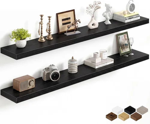 Miniatura 80 de Fun Memories Estantes flotantes de 16 pulgadas para pared, estantes de 8 pulgadas de profundidad para baño, dormitorio, cocina, montaje en pared