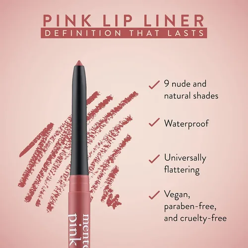 Miniatura 2 de Mented Cosmetics - Delineador de labios para mujer, lápiz labial marrón oscuro, delineador de labios impermeable, vegano + maquillaje libre de Rosa