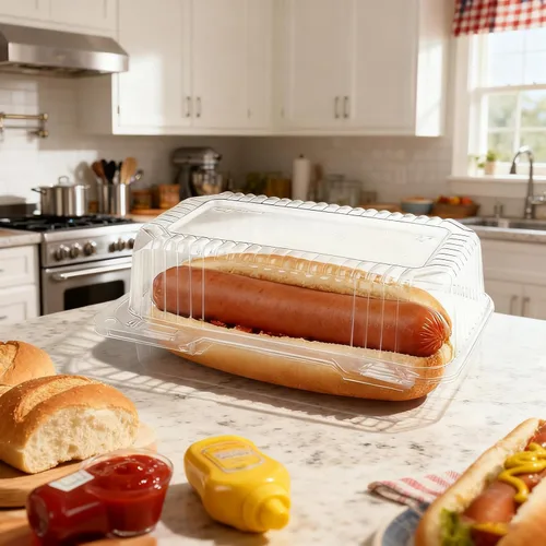 Miniatura 5 de Kaderron Contenedor de plástico desechable con bisagras – 70 recipientes de alimentos transparentes con forma de almeja, tamaño interno de 6.3