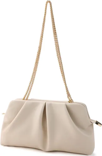 Miniatura 6 de Bolso de Mano para Mujer Tipo Clutch, Bolso Formal Elegante, Bolso de Mano con Pliegues de PU, Bolsa Cruzada con Cadena Desmontable