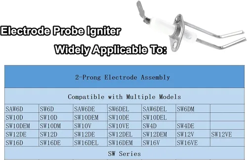 Miniatura 2 de Ensamble de electrodo de 2 puntas compatible con Suburban 232258, piezas para calentador de agua RV para modelos Suburban Sw6de Sw10de SW, sonda