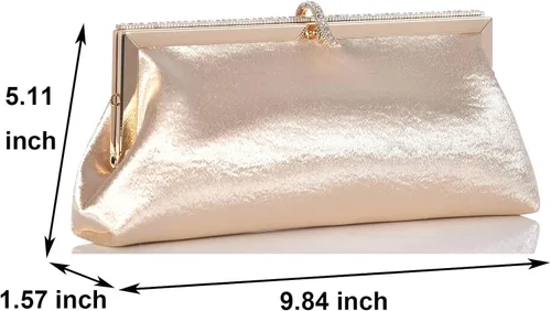 Miniatura 3 de Bolsa de embrague clásica de satén de lujo con elegante bolso cruzado con diamantes de imitación para boda novia graduación graduación